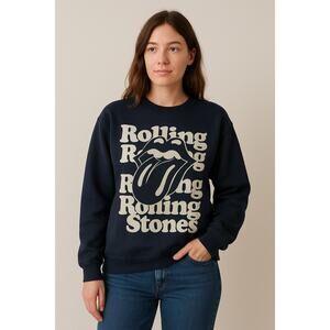Vintage Inspired Rock Band Black Rolling Stones Graphic Sweatshirt Size M